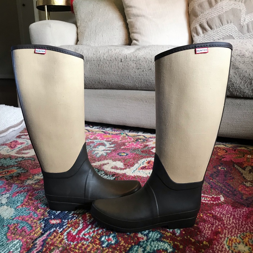 Hunter- Two toned tall brown rain boots